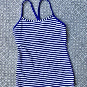 Lululemon Blue & White Striped Workout Tank 2/4